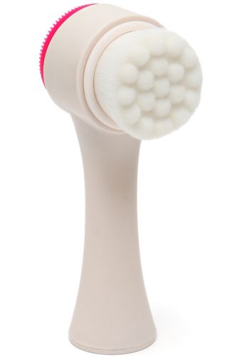 Силіконова щітка для чищення обличчя Dual Face Brush TC-300 2 в 1 двостороння щіточка для делікатного вмивання та очищення шкіри Joko Blend рожева
