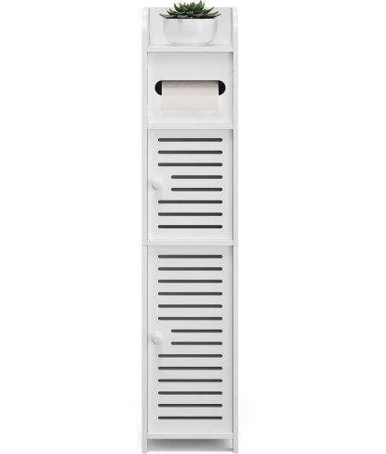 Підлоговий пенал у ванну Sleek Bathroom Storage Cabinet PK-01 вузька пластикова шафа 80х15х15 см органайзер з тримачем для зберігання паперу Білий
