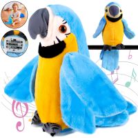 Інтерактивний папуга Talking Parrot K14802-3 22 см дитяча м'яка музична іграшка, повторюшка з мікрофоном на батарейках Блакитна, що говорить
