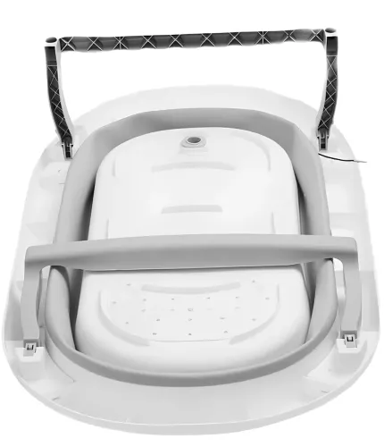 Складная детская ванна для купания Smart Babyhood BH-334G раскладная ванночка для младенцев с LED термометром, подушкой и ручкой для душа Серая
