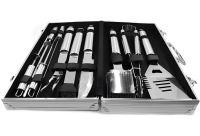 Набір для мангала в кейсі BBQ Tools Set AL-10 10 в 1 43х21х8 см Шашличний комплект з нержавіючої сталі для гриля і барбекю в алюмінієвій валізі