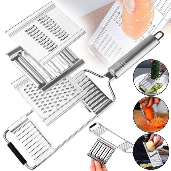 Ручна терка Vegetable Slicer Grater XL-338 овочерізка для чищення та нарізання фруктів, овочів, плоска шатківниця 3 змінні насадки з нержавіючої сталі