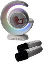 Портативный ночник с караоке Lightshow YS-110 настольная беспроводная лампа с Bluetooth колонкой, двумя микрофонами и светодиодной RGB подсветкой