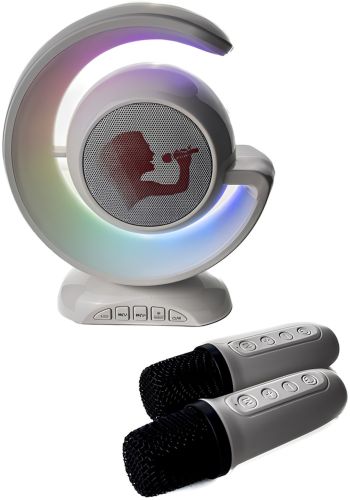 Портативный ночник с караоке Lightshow YS-110 настольная беспроводная лампа с Bluetooth колонкой, двумя микрофонами и светодиодной RGB подсветкой