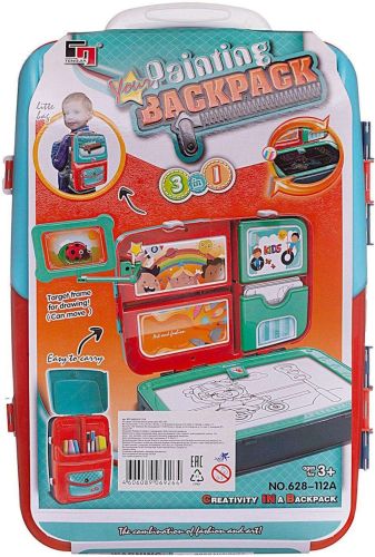 Обучающий набор для рисования Painting Backpack 628-113a 3 в 1 доска для творчества в рюкзаке, развивающий детский комплект юного художника Синий