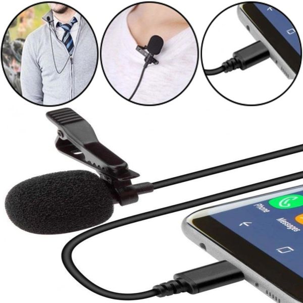 Петличний мікрофон Media Microphone DM USB Type-C MK-3 з роз'ємом для телефону, міні мікрофон 15 см, дротова петличка