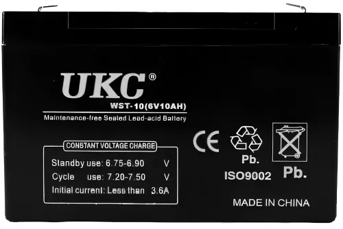 Акумуляторна батарея UKC 6V 10Ah WST-10 універсальний свинцево-кислотний акумулятор 6В 10Ач для торгового обладнання та іграшок