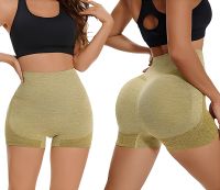 Жіночі безшовні шорти Lifting Yoga Shorts XZY8855 стягуючі спортивні велосипедки з високою талією та ефектом пуш ап для фітнесу Жовті S-XXL