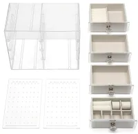 Шкатулка для зберігання ювелірних прикрас Jewelry Box LD-1033, акриловий органайзер із 6-секційними шухлядами для біжутерії та аксесуарів XL-1831