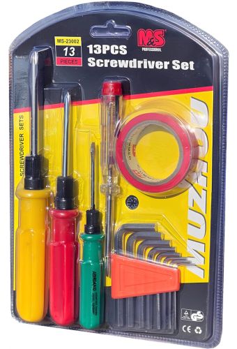 Набор отверток Screwdriver Set MS-23002 13 в 1 ручной комплект инструментов, индикатор напряжения, шестигранный ключ, изоляционная лента AND444