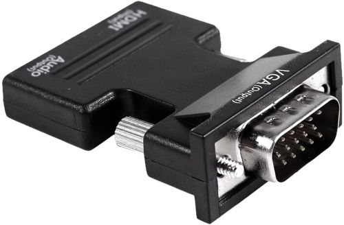 Конвертер HDMI-VGA OUT Black адаптер для перетворення сигналу 1080p з аудіо виходом, перехідник з HDMI на VGA кабель 3.5 мм jack Чорний