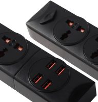 Сетевой удлинитель Power Socket BKL-01 2500W 3.4А на 2 розетки 4 USB 2 м фильтр переноска с выключателем для подключения приборов к сети Черный