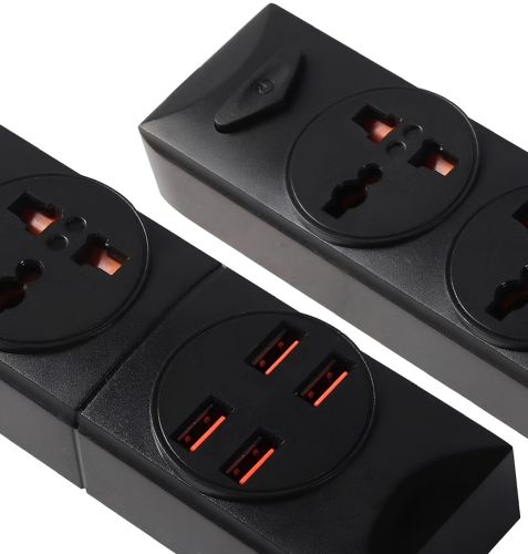 Сетевой удлинитель Power Socket BKL-01 2500W 3.4А на 2 розетки 4 USB 2 м фильтр переноска с выключателем для подключения приборов к сети Черный