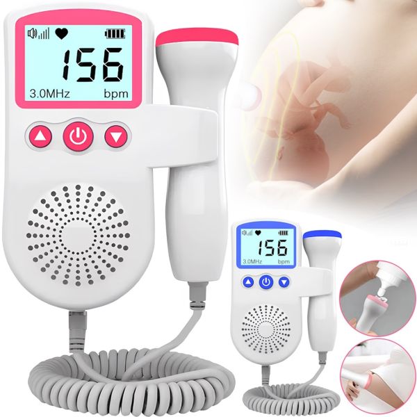 Фетальний ультразвуковий доплер Fetal Doppler JSL-T501 домашній УЗД апарат монітор із підсвічуванням екрана для прослуховування серцевого ритму плода вагітних