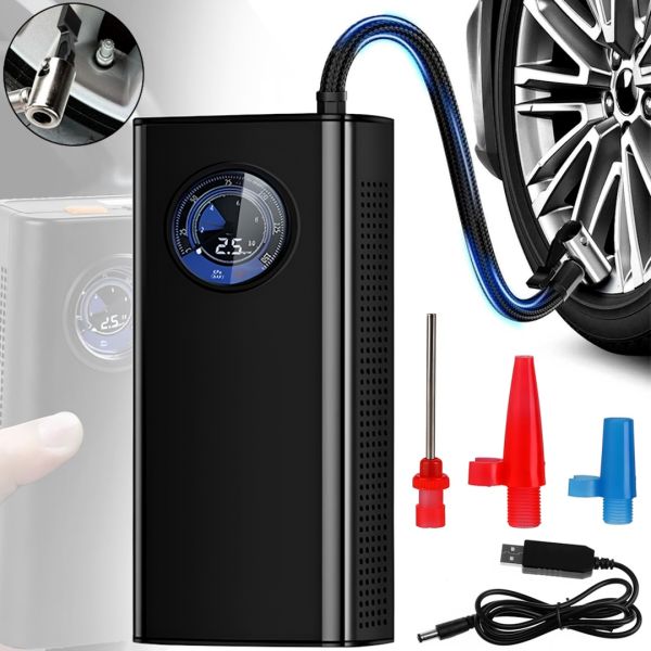 Автомобільний повітряний компресор Charge Pump CQB002 3600mAh акумуляторний автокомпресор з ліхтариком і дисплеєм, насос для підкачки шин 150 PSI