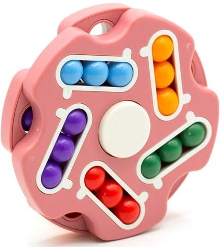 Дитячий розвиваючий спиннер Fidget Spinner Magic Cube рожевий, блакитний, обертається чарівна іграшка головоломка для дітей від 3 років, антистрес