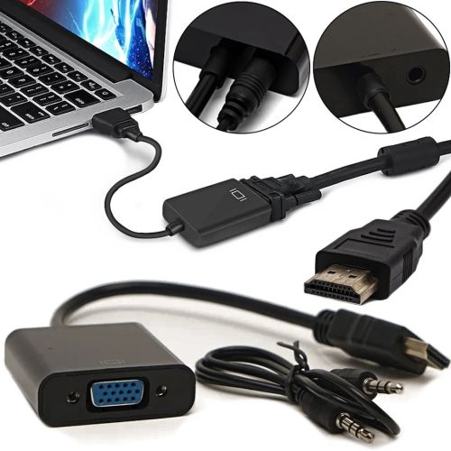 Конвертер HDMI на VGA універсальний відеокабель, адаптер перехідник для перетворення сигналу, аудіо вхід 3.5 mm Converter 1080P USB 34103