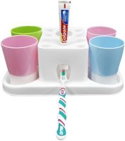 Органайзер для зубных щеток с дозатором пасты Happy Family Wash Gargle Suit RY-808 настольный держатель подставка на 4 стакана для аксессуаров Белый