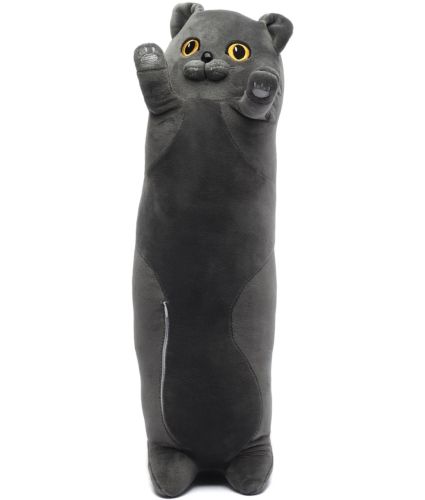 Мягкая плюшевая игрушка-подушка Кот Батон 90 см Dark Grey детская подушка обнимашка котик, игрушечный длинный антистресс кот-батон Темно серый