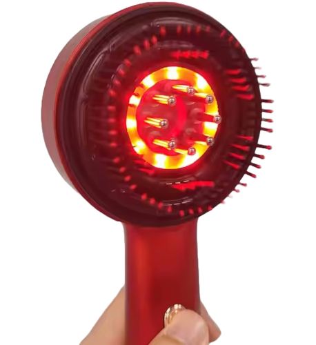 Беспроводная массажная расческа Scalp Massager Comb YKD-123B для укладки и завивки волос Аккумуляторная щетка с дозатором для массажа головы Красная