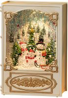 Ночник в форме рождественской книги XMAS WDL 24023B новогодний музыкальный светильник книжка с эффектом метели и LED подсветкой на батарейках USB