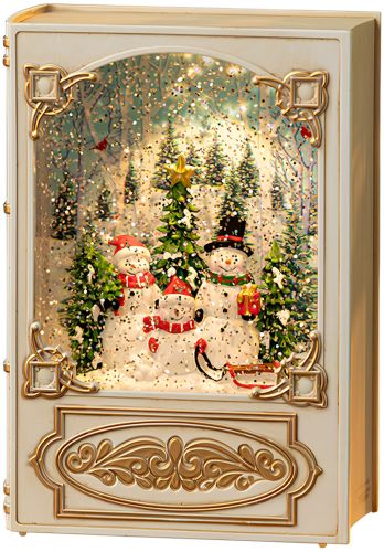 Ночник в форме рождественской книги XMAS WDL 24023B новогодний музыкальный светильник книжка с эффектом метели и LED подсветкой на батарейках USB