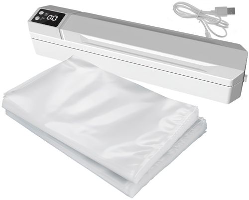Вакуумний пакувальник пакетів Vacuum Sealer AND 1039 автоматичний побутовий вакууматор з пакетами, вакуумайзер для пакування та зберігання їжі, продуктів