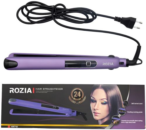 Утюжок випрямляч для вирівнювання волосся Rozia HR-719 35W керамічна плойка, щипці для укладання і випрямлення з терморегулятором і LED дисплеєм