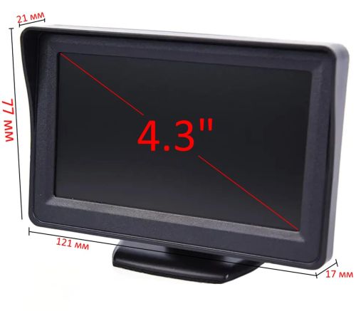 Монітор автомобільний TFT LCD екран 4,3 "дисплей LCD 4.3' для Камери заднього виду в автомобіль, Автомонітор на ніжці Дисплей 320х240 в машину Чорний