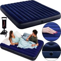 Надувний Одномісний матрац Avenli Flocked Air bed Single 191х99х22см до 150 кг з велюровим покриттям, надувне ліжко на 1 місце з насосом Синій