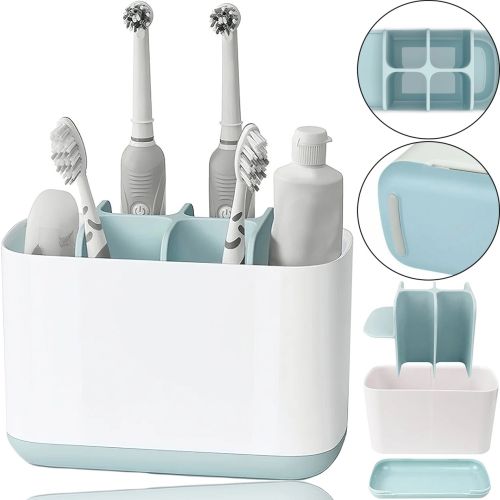 Настольная подставка органайзер Large Toothbrush Caddy для зубных щеток и пасты на 6 отсеков, Держатель зубной щетки Joseph для ванной комнаты Белый