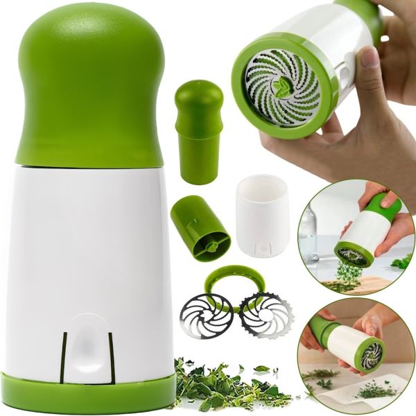 Ручний подрібнювач для свіжої зелені Herb Grinder ручна механічна млин для спецій і сушених трав з регульованим рівнем помелу Зелена