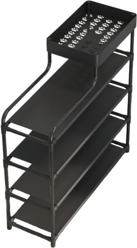 Обувница с полкой для аксессуаров Araqel Shoe Rack стеллаж органайзер для хранения обуви 60х21x78 см металлическая стойка на 5 полок в прихожую Черная