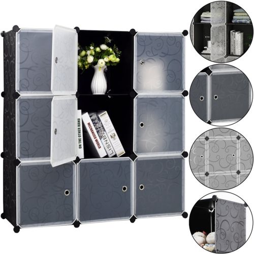 Складаний шафа органайзер для речей Storage Cube Cabinet MP-39-61 110х110х35 см Пластикова тумба на 9 секцій поличка для одягу та взуття Чорна
