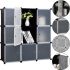 Складной шкаф органайзер для вещей Storage Cube Cabinet MP-39-61 110х110х35 см пластиковая тумба на 9 секций полочка для одежды и обуви Черная