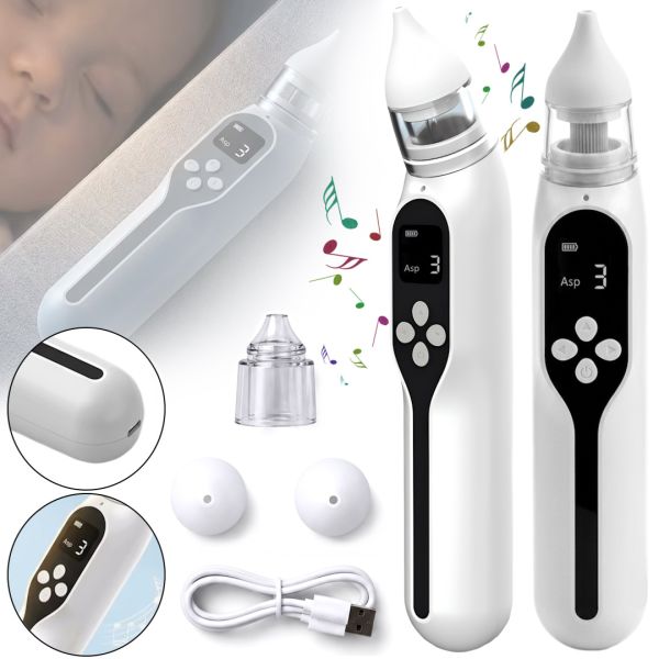 Дитячий акумуляторний назальний аспіратор Baby Nasal Aspirator NS-D1004 — електричний аспіратор для носа з насадками та вбудованою музикою через USB