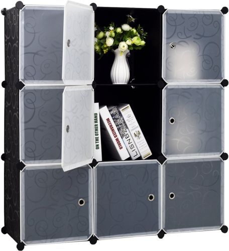 Складаний шафа органайзер для речей Storage Cube Cabinet MP-39-61 110х110х35 см Пластикова тумба на 9 секцій поличка для одягу та взуття Чорна
