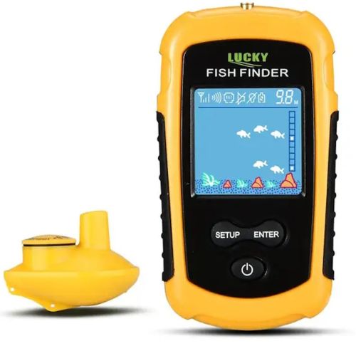 Портативний ехолот Lucky Fish Finder FFW1108 - 1 з кольоровим екраном до 100м для пошуку риби Універсальний провідний риболокатор для риболовлі Жовтий