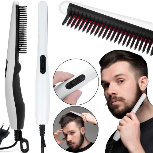Електрична гребінець для бороди і вусів Quick Curling Styler V2 випрямляч для укладання і вирівнювання волосся з керамічним покриттям від мережі