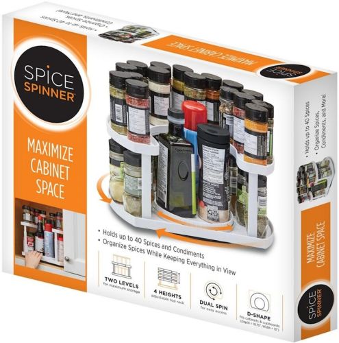Спецовница Spice Spinner Organizer ZB-918 дворівневий поворотний органайзер полиця для зберігання спецій, підставка стелаж для приправ і соусів