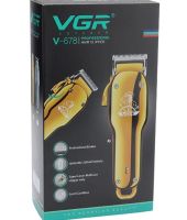 Бездротова машинка для стрижки волосся і бороди VGR V-678 4 в 1 з набором знімних насадок, професійна акумуляторна чоловіча машинка USB V678