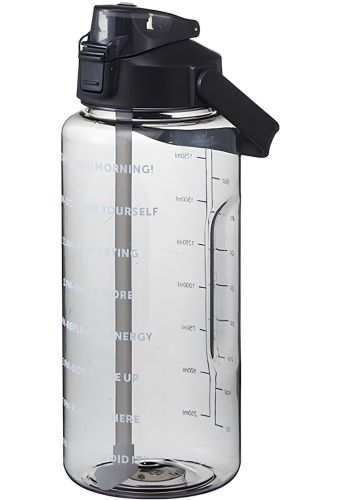 Спортивна пляшка з поїлкою для води Water Bottle Large Gym 2л портативна герметична пляшка з таймером, соломинкою і ручкою для занять спортом