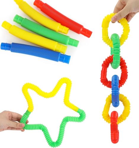 Іграшка антистрес для дітей Fidget Pop Tube набір ручних еластичних гофрованих труб 12 штук для розвитку сенсорної моторики поп туб від 3-х років