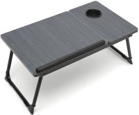 Складаний стіл для ноутбука XoKo NTB-005 до 22" портативна підставка столик для планшета з регулюванням нахилу і підстаканником MAG-842 Black Wood