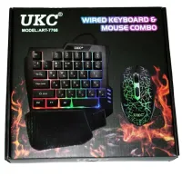 Ігровий набір UKC 7768 дротова клавіатура і мишка з RGB світлодіодним підсвічуванням 45 клавіш, Комп'ютерний комплект миша з клавіатурою для ПК Чорна