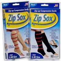 Компресійні гольфи від варикозу Zip Sox, облягаючі лікувальні панчохи, шкарпетки для фіксації щиколоток Зіп Сокс зі змійкою, Бежеві S/M, L/XL
