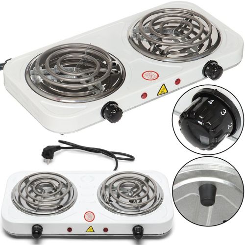 Настільна двоконфорочна електроплита Hot Plate Electric Cooking JX-2020b спіральна плита на 2 конфорки 5 режимів 2000W з термостатом індикатором