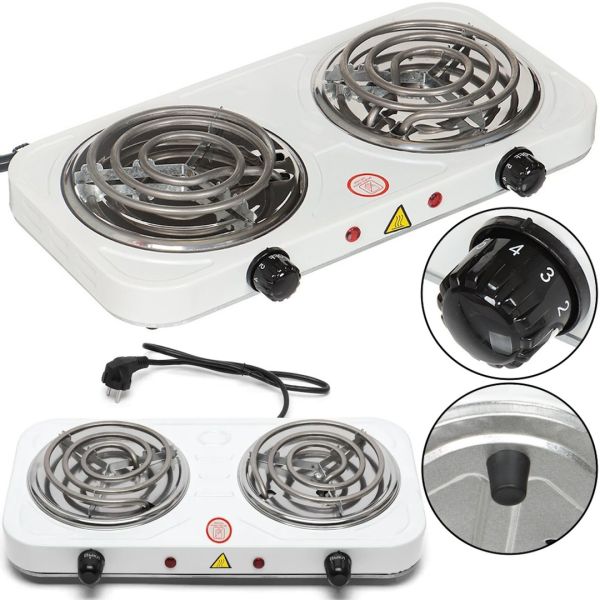 Настільна двоконфорочна електроплита Hot Plate Electric Cooking JX-2020b спіральна плита на 2 конфорки 5 режимів 2000W з термостатом індикатором