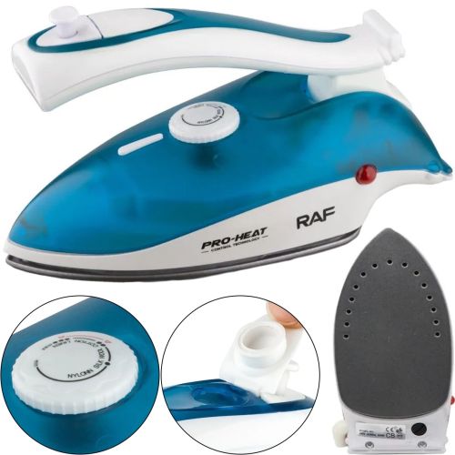 Складана ручна праска RAF R.1259B 800W з регулятором температури і резервуаром для води, Парова праска відпарювач Раф з керамічною підошвою, Парова праска відпарювач Раф