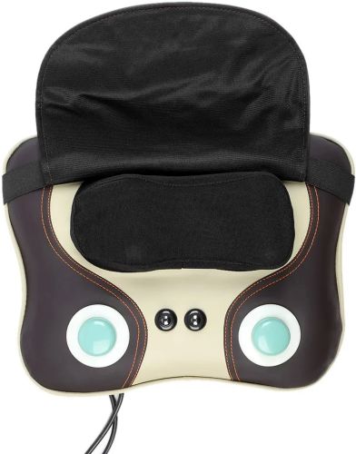 Массажная подушка Massage Pillow HT-8802 роликовый массажер для спины и шеи с подогревом, режимом магнитотерапии и подсветкой 3 режима работы от сети        